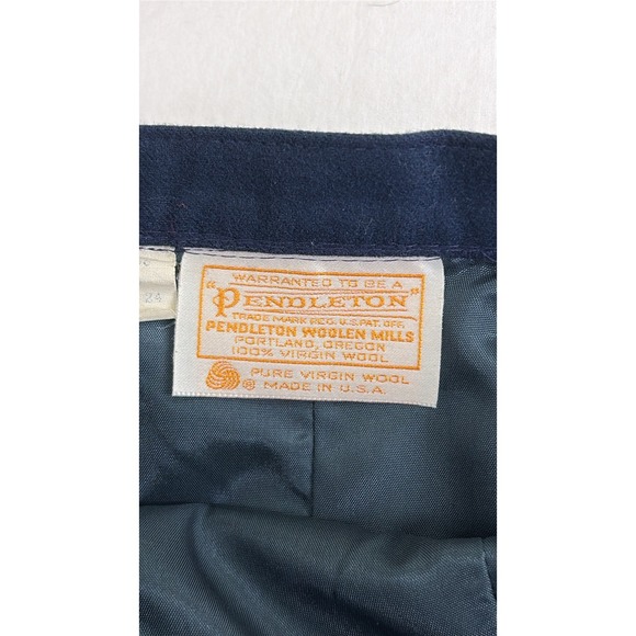 VTG Pendleton 100% Virgin Wool Midi Pencil Skirt Women 10 Navy Blue USA Classic - Picture 7 of 12